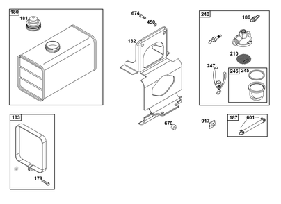 Fuel Supply Group Diagram and Parts List for 326431-3637-08 200000 - 399999 Briggs and Stratton Engine
